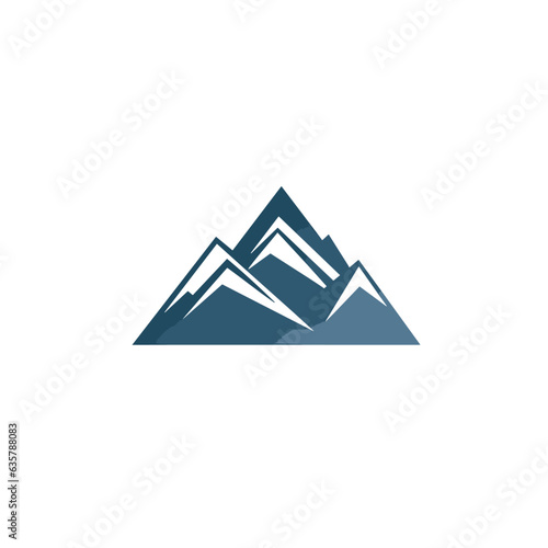 Finance company filled blue logo. Financial service. Mountain sign. Design element. Created with artificial intelligence. Ai art for corporate branding, business consultant, mortgage lender