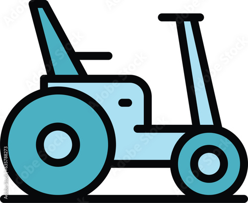 Powered electric wheelchair icon outline vector. Motor wheel. Scooter chair color flat