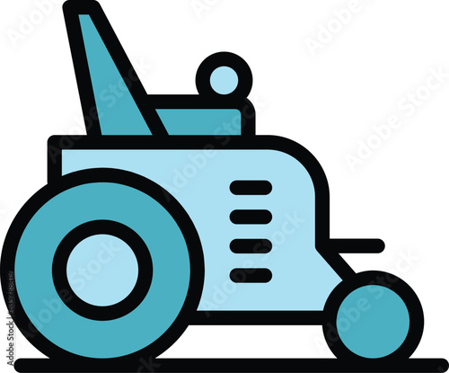 Stroller electric wheelchair icon outline vector. Mobility power. Motor person color flat