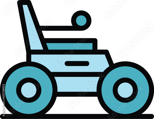 Wheel electric wheelchair icon outline vector. Scooter chair. Mobility power color flat