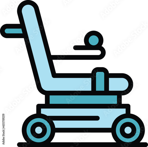 Disabled electric wheelchair icon outline vector. Scooter chair. Mobility power color flat
