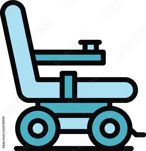 Electric wheelchair drive icon outline vector. Chair power. Motor person color flat