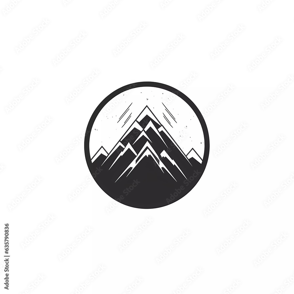 Flat simple mountain logo. Generative ai design art.
