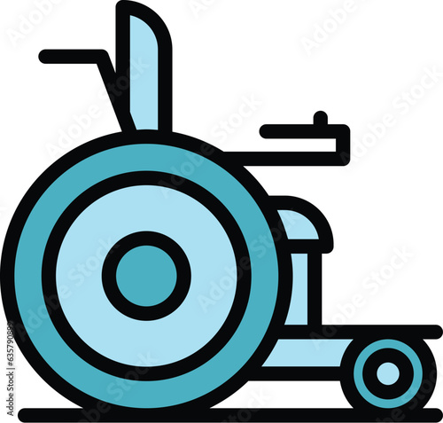 Electric wheelchair mobility icon outline vector. Scooter chair. Power motor color flat