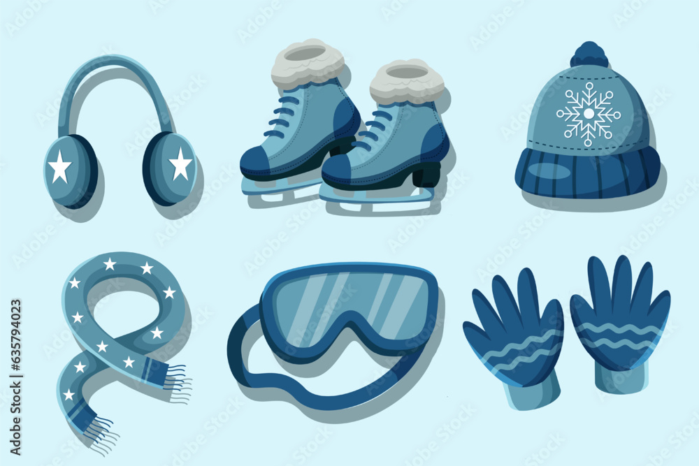 Set of Winter Ice Skating Element Design Set of Winter Ice Skating Element Design