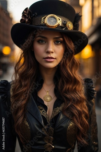 A stylish woman in a black hat and jacket