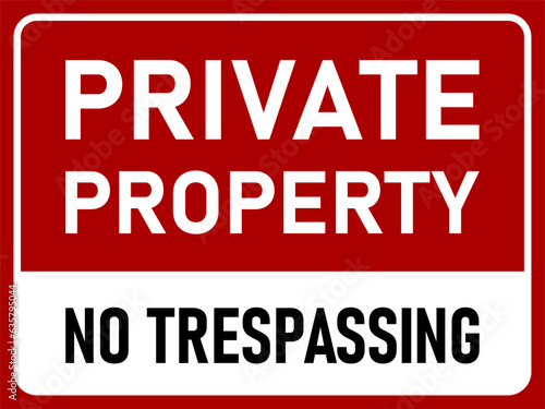 Private Property No Trespassing Horizontal Warning Information Sign Icon. Vector Image.