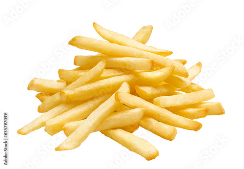 Stacked french fries isolated