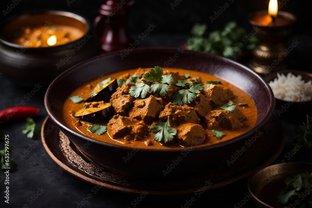 Commercial photo of Indian food on a dark background, a plate of butter chicken and herbs, traditional Indian food, spices. Commercial photo of Indian food on a dark background, a plate of butter chicken and herbs, traditional Indian food, spices.