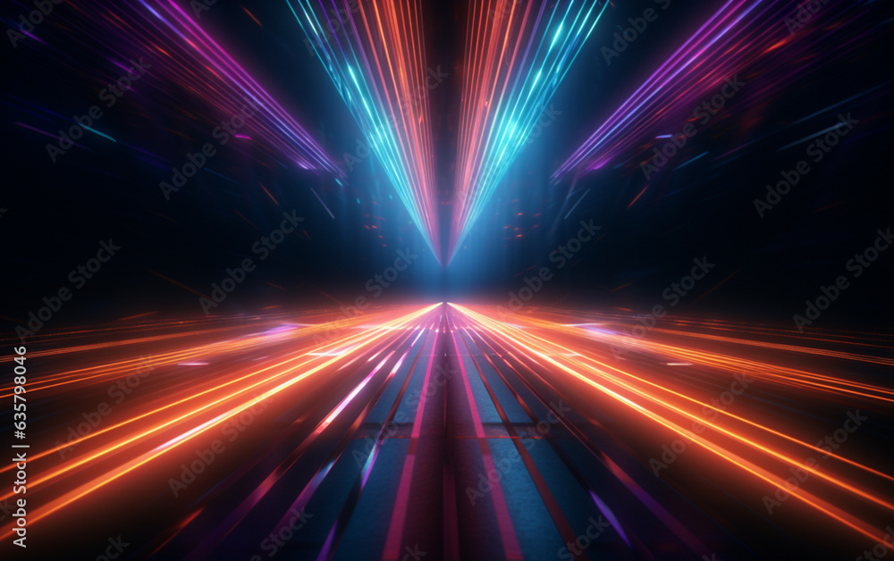 Rays of neon light in the dark Rays of neon light in the dark