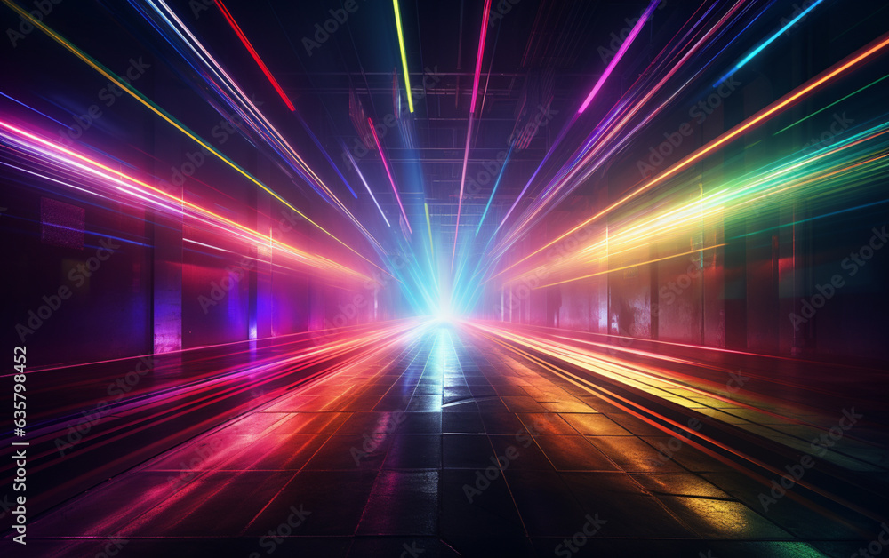 Rays of neon light in the dark Rays of neon light in the dark