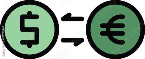 Money convert icon outline vector. Digital pay. Bank transfer color flat