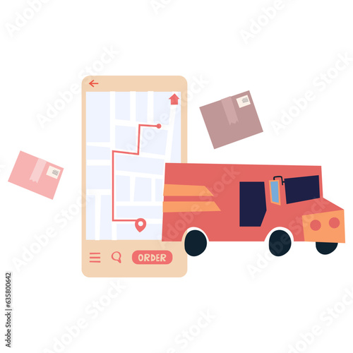 Parcel delivering flat illustration