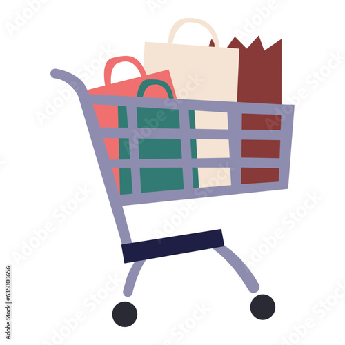 Shopping cart flat illustration