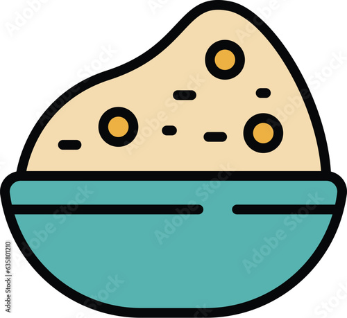 Bowl food icon outline vector. Chicken dish. Peri shrimp color flat