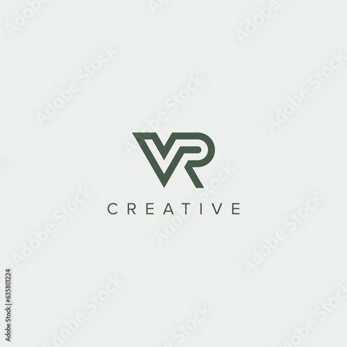 Modern minimal letter VR RV logo design template - vector