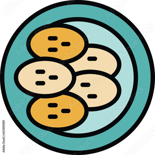 Cuban food icon outline vector. Caribbean chicken. Dish peri color flat