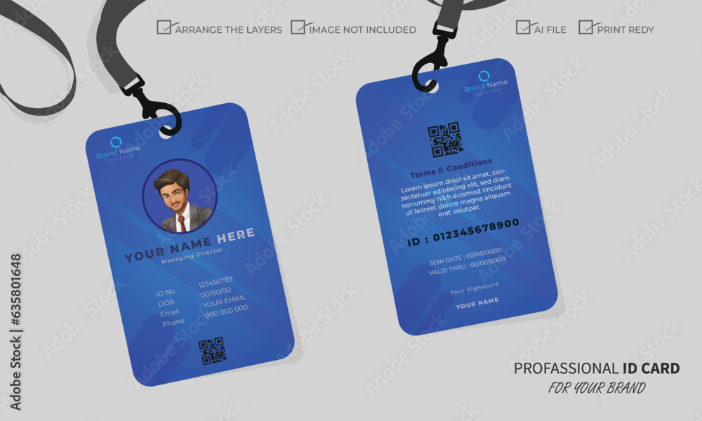 ID Card Template Office Id card Employee Id card for your company Modern Identity Card With
