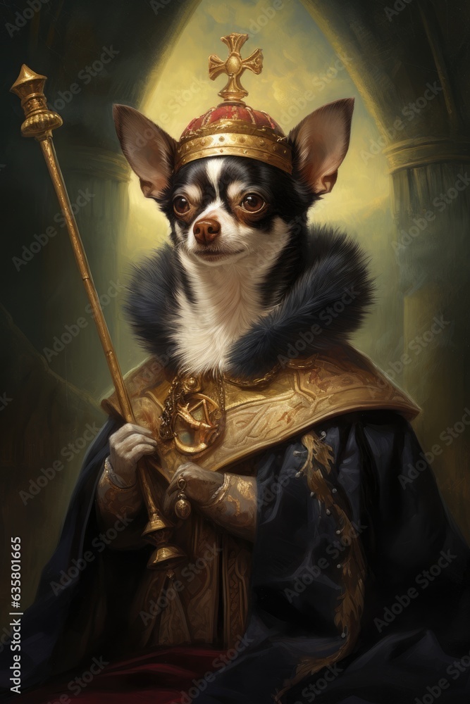 Portrait, Chihuahua dog, Emperor, King, Prince, Ruler, Renaissance