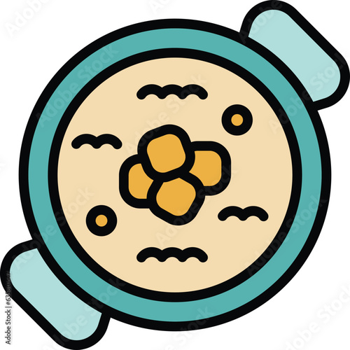 Caribbean soup icon outline vector. Food dish. Peri haiti color flat