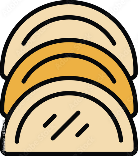 Caribbean bakery icon outline vector. Shrimp plate. Food ceviche color flat