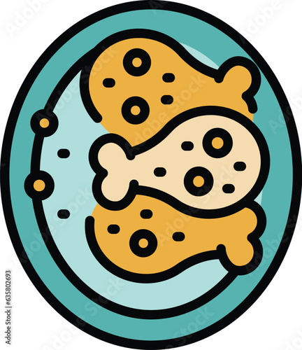 Caribbean chicken icon outline vector. Plate dish. Haiti cuba color flat