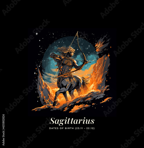 Sagittarius horoscope sign. Astrology. Emblem, logo