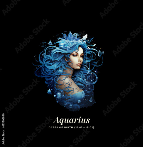 Aquarius horoscope sign. Astrology. Emblem, logo