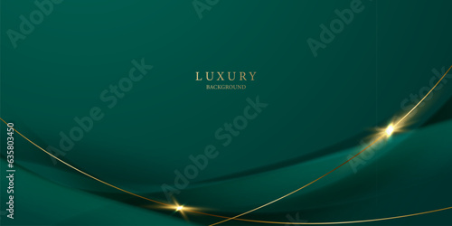 green abstract background design with elegant golden elements vector illustration