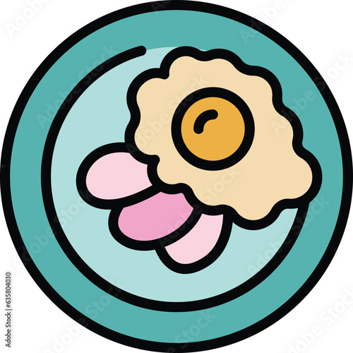 Egg food icon outline vector. Dish plate. Peri haiti color flat