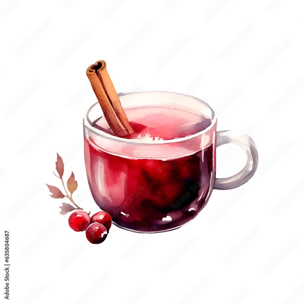 Mulled wine in glass isolated on white background Mulled wine in glass isolated on white background