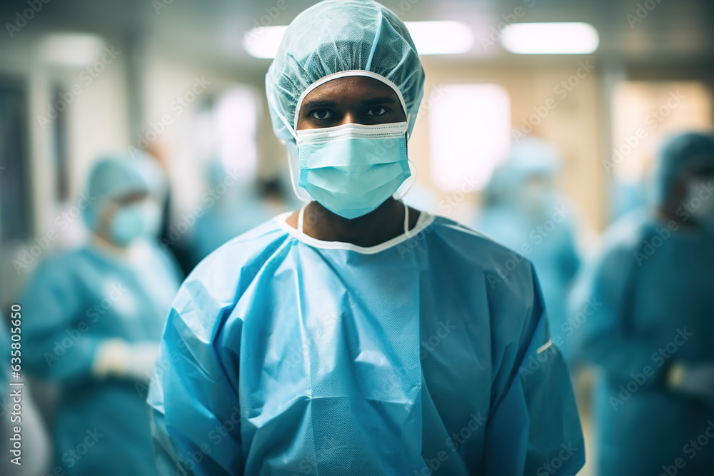 African american doctor assistant or intern in operating room African american doctor assistant or intern in operating room