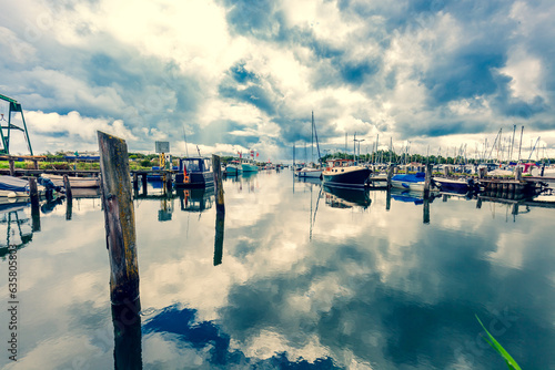Fototapeta Naklejka Na Ścianę i Meble -  Port Lippe, Hohwacht. Idyllic port on the Hohwacht Bay for water sports enthusiasts and Baltic Sea fishermen. Baltic Sea, Hohwacht, Lippe, Schleswig-Holstein, Germany, Europe