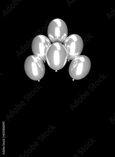 Canvas Print Srebrne balony na czarnym tle