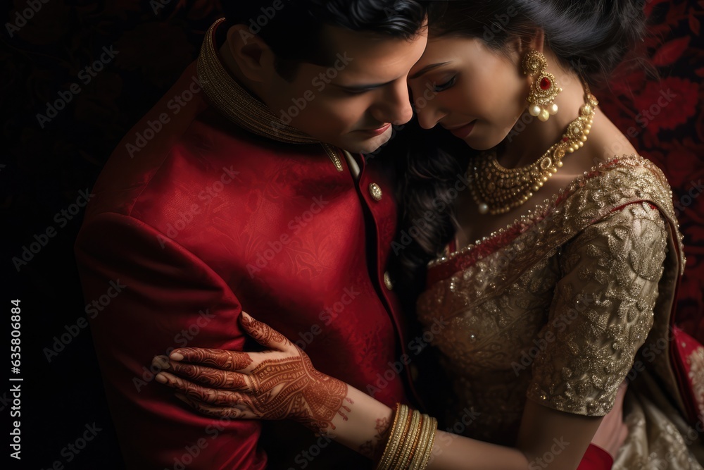 A Traditional Indian Couple Embracing Each Other. A fictional character Created By Generated AI. A Traditional Indian Couple Embracing Each Other. A fictional character Created By Generated AI.