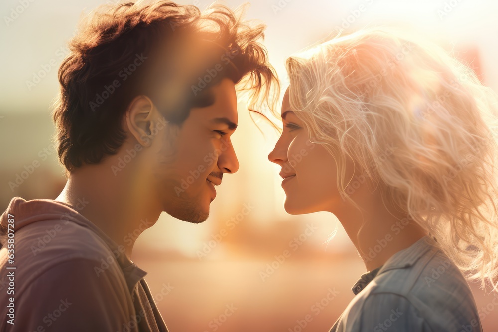A couple's romantic moment in a field. A fictional character Created By Generated AI. A couple's romantic moment in a field. A fictional character Created By Generated AI.