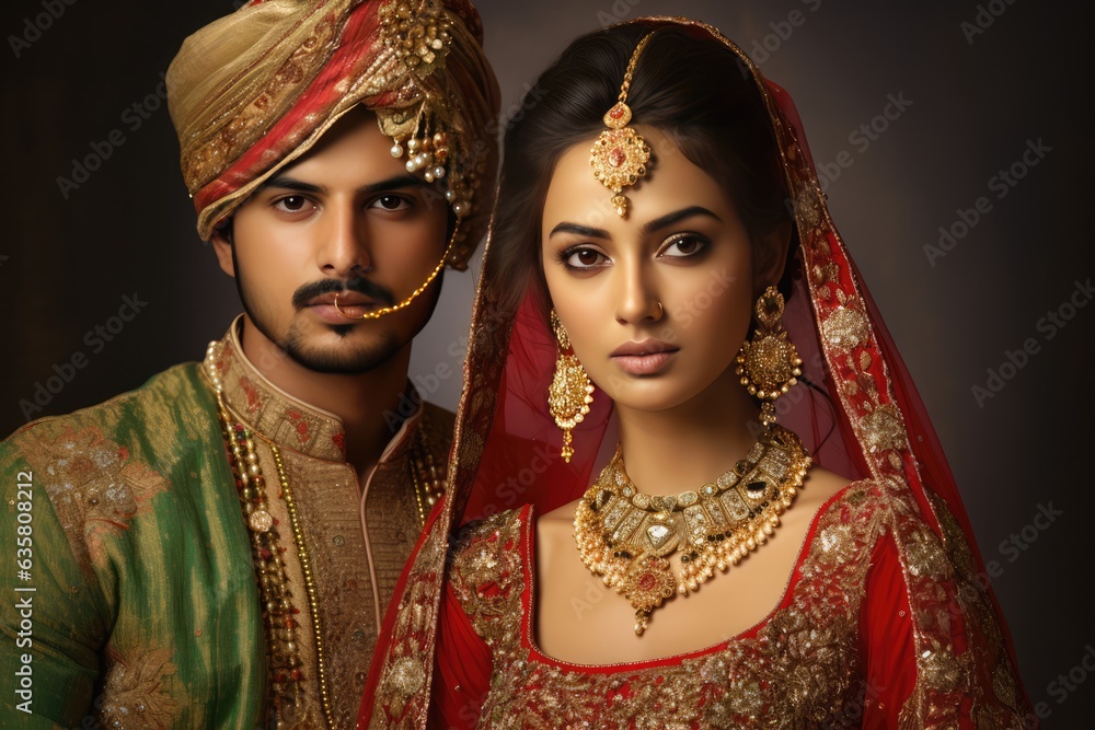 A Traditional Indian Bride and Groom. A fictional character Created By Generated AI.