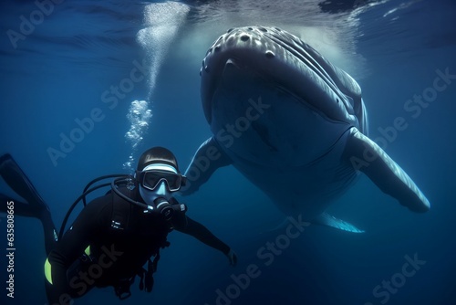 Whale diver selfie. Generate Ai photo