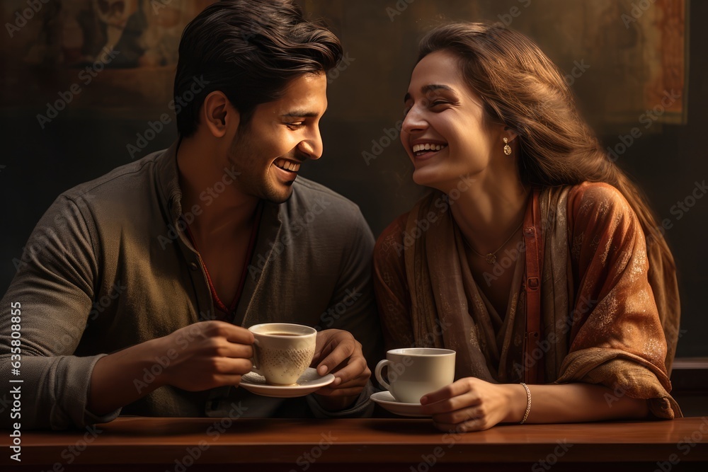 A Couple Enjoying Coffee Together. A fictional character Created By Generated AI. A Couple Enjoying Coffee Together. A fictional character Created By Generated AI.