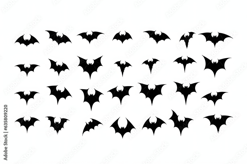 Naklejka premium Icon set of Halloween bat silhouette. Vector illustration