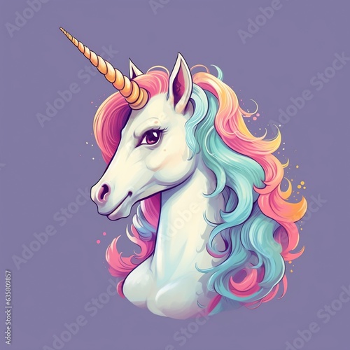 cute rainbow pegasus unicorn ,Rainbow colors Hair, fantasy magic unicorn,Generative ai