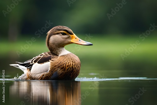 Duck floating on water
