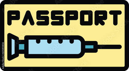 Vaccine passport icon outline vector. Health certificate. Pass travel color flat