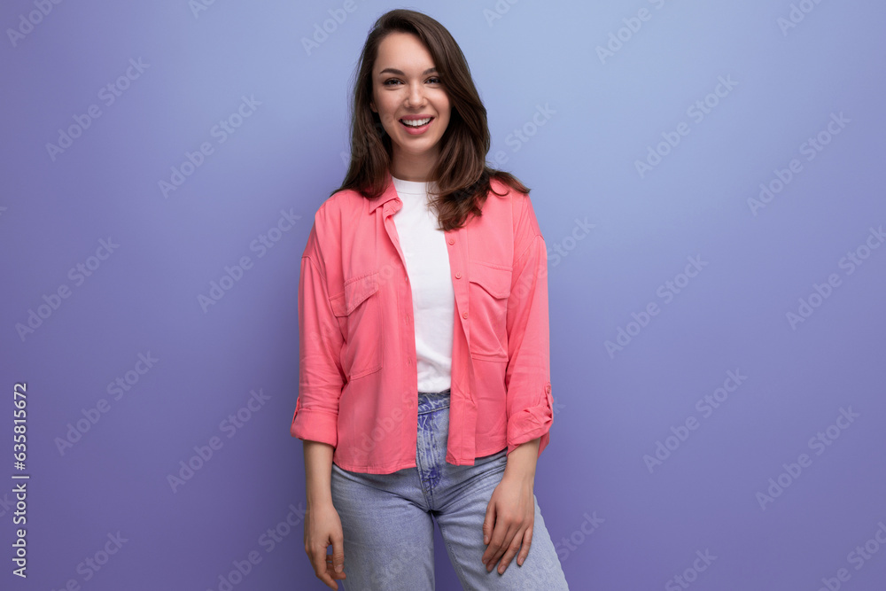 portrait of well-groomed european woman in casual look isolated with studio background portrait of well-groomed european woman in casual look isolated with studio background