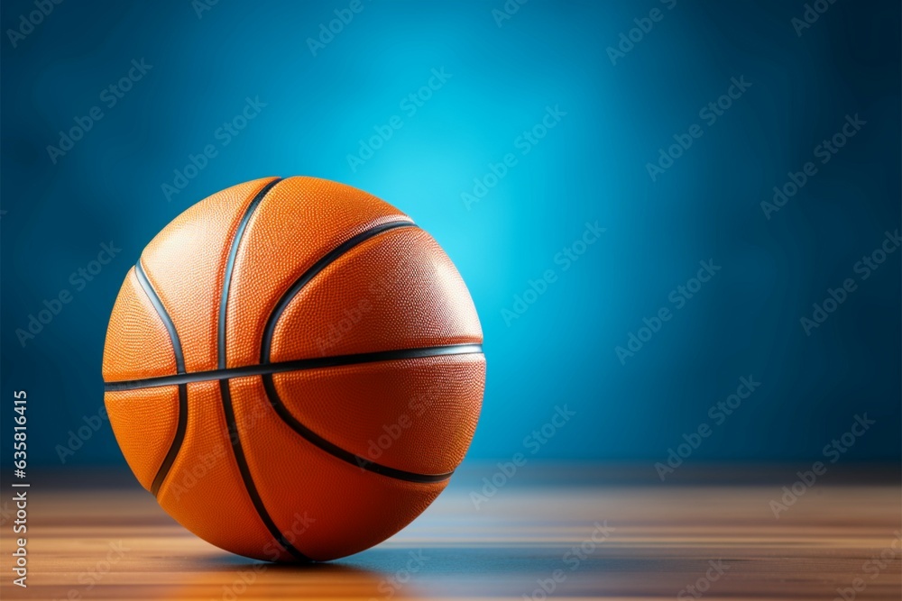 Obraz premium Copy space included Basketball placed against blue background, ready for personalization Generative AI