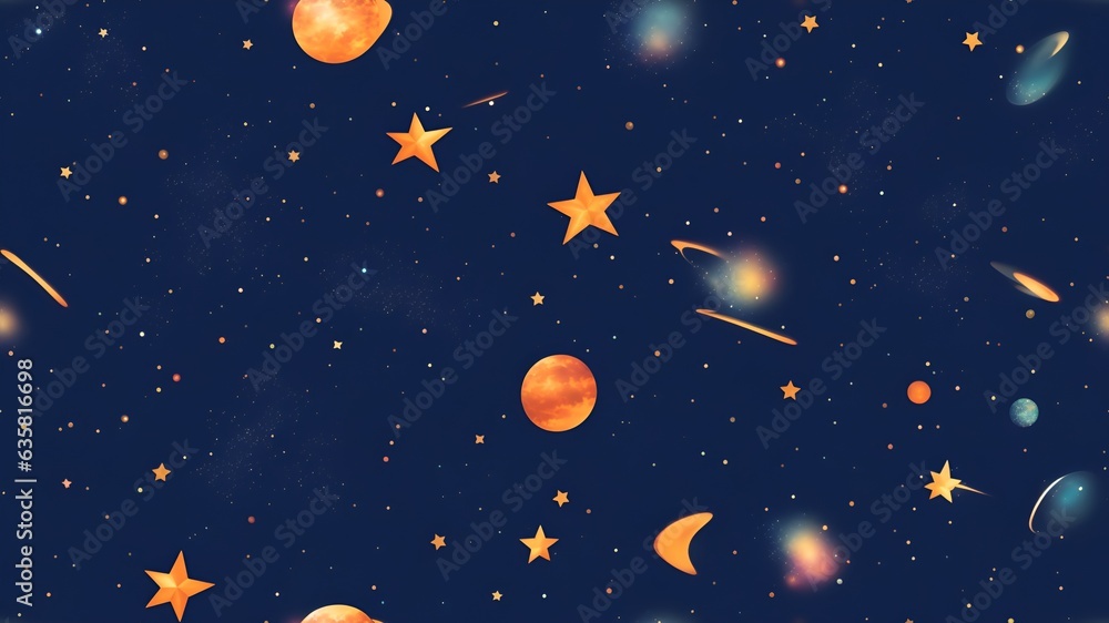 Seamless pattern of planets and stars Seamless pattern of planets and stars