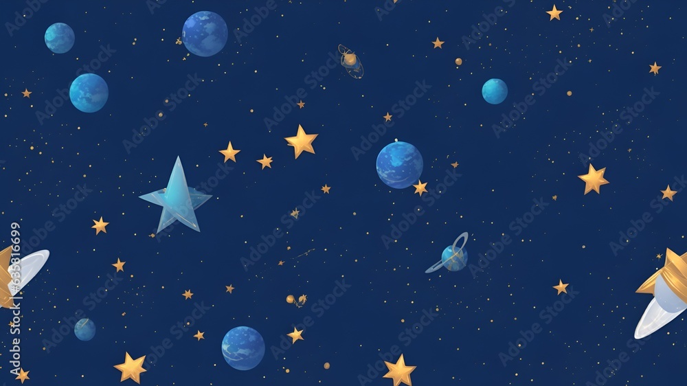 Seamless pattern of planets and stars