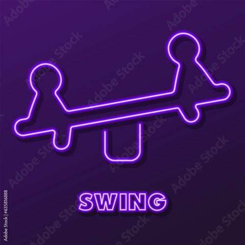 swing neon sign, modern glowing banner design, colorful modern design trends on black background. Vector illustration.