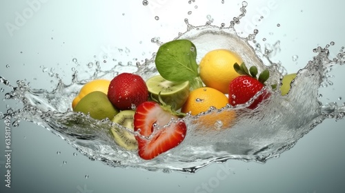 Splashing fresh fruits in Refreshing Splashes of Water.