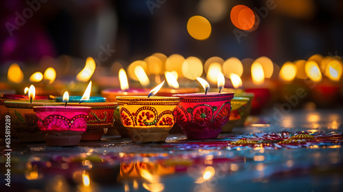 Diwali procession illuminated by colorful lights, Diwali, background Generative AI